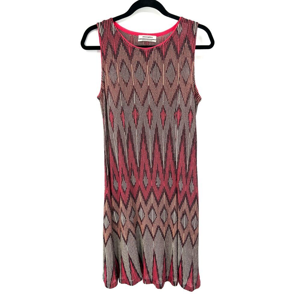 ANTHROPOLOGIE Aldomartins Pink Gray Stretch Knit Geometric Tank Dress Size  6